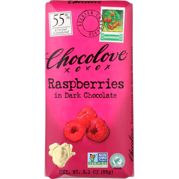 Chocolove Xoxo Raspberries In Dark Chocolate Bar -- 3.1 Oz