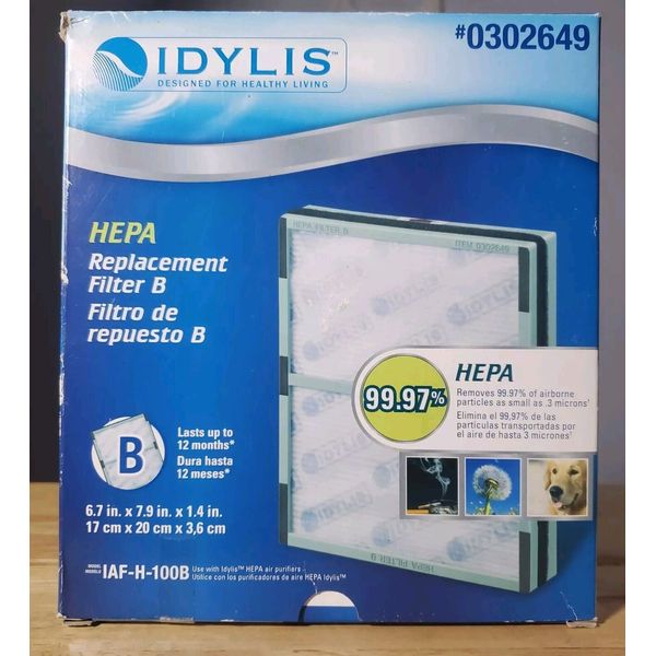 Idylis HEPA Replacement Filter B 0302649 IAF-H-100B Open Box Inner Seal Intact