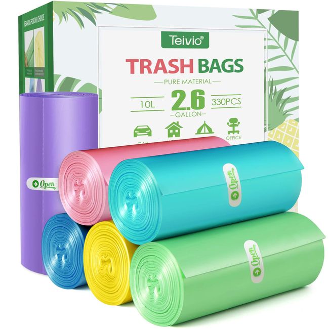 2 Gallon 100 Counts Strong Trash Bags Garbage Bags by Teivio, Bathroom  Trash Can Bin Liners, Plastic Bags for home office kitchen, Clear