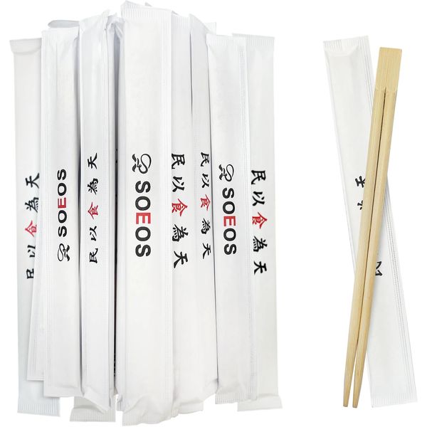 Soeos Chopsticks Disposable, Approx. 50 Sets, UV Treated Premium Disposable Chopsticks Individually Wrapped, Wooden Chopsticks Best for Japanese Sushi & Asian Dishes