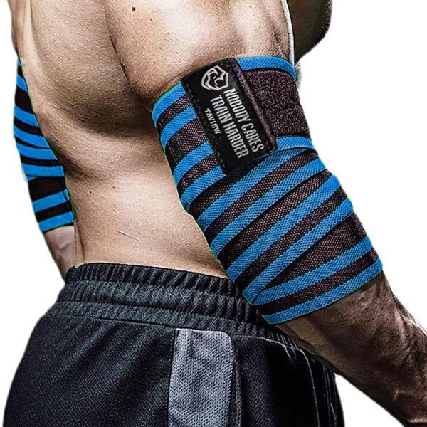 Ellenbogenbandagen für Gewichtheben (1 Paar), 119,4 cm, elastische Ellenbogenstütze & Kompression, Powerlifting, Fitness, Cross-Training & Gym Workout – Ellenbogenriemen für Gewichtheben