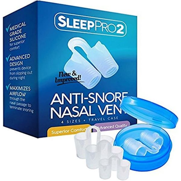 SnorePin™ Advanced Anti Snore Nose Vents - The Natural and Effective Snoring Solution To Ease Nighttime Breathing - Pack of 4 Plus Free Protective Case