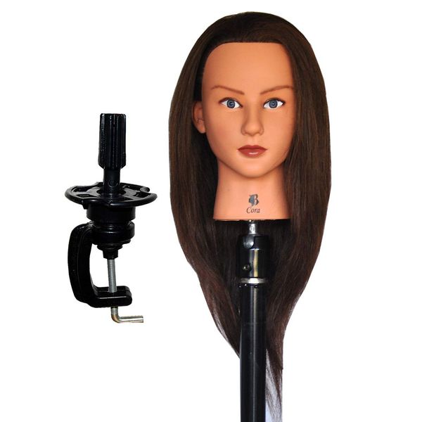 HairZtar Human Hair 18 - 20 " Mannequin Head Hairdresser Training Head Manikin Cosmetology Head (CORA+C)