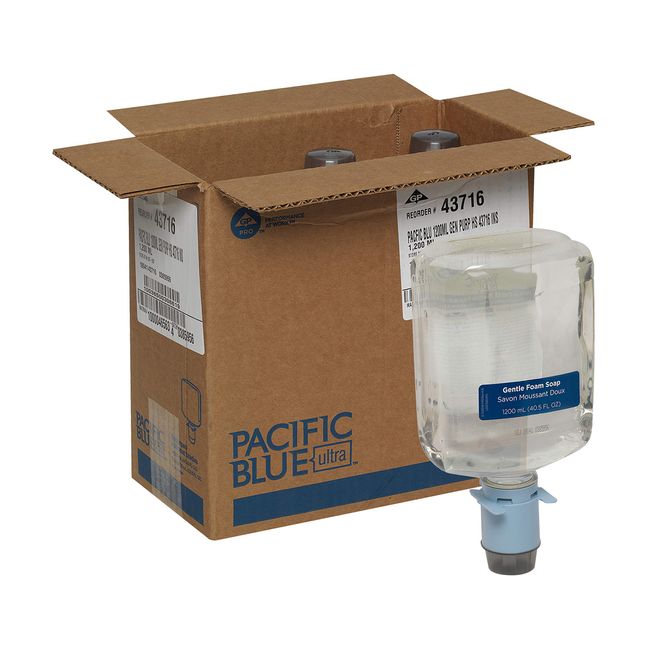 Pacific Blue Ultra Automated Touchless Gentle Foam Hand Soap Dispenser Refill by GP PRO (Georgia-Pacific) Dye and Fragrance Free, 43716, 1200 mL Per Refill 3 Refills Per Case