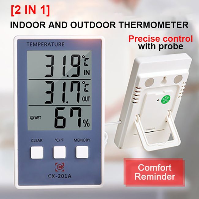 Digital Thermometer Hygrometer In/Outdoor Temperature Humidity Tester with  Probe