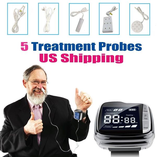 LASTEK 6 in1 650nm Laser Watch Therapy Device+5 Treat Probes Home/Clinic Medical