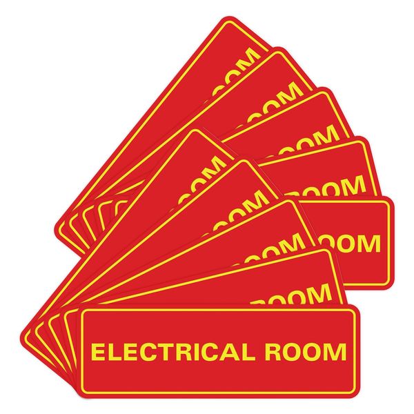 All Quality Standard Electrical Room Sign - Red/Yellow - Small (10 Pack)