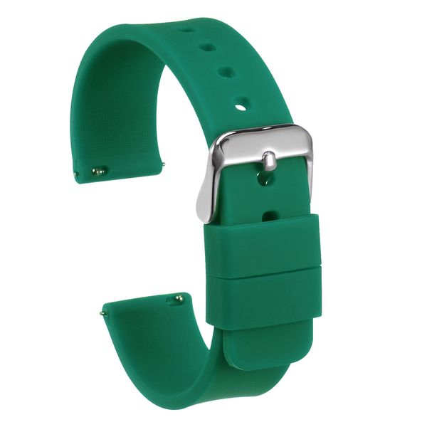 sourcing map Silicone Watch Band 22mm Width Quick Release Soft Rubber Replacement Watch Strap with Stainless Steel Buckle for Men Women, Dark Green