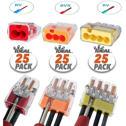 IDEAL Industries 30-1031 in-Sure 2-Port x25, 3-Port x25, 4-Port x25, Push-in Wire Connector (75 Pack)