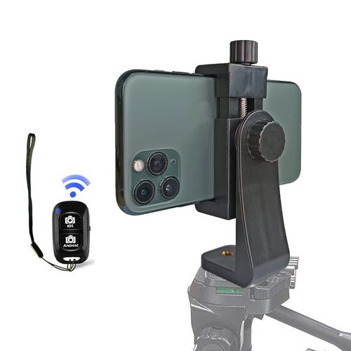 Peastrex Universal Phone Tripod Mount Adapter with Ｗireless Camera Remote, Cellphone Holder Vertical and Horizontal Tripod Mount Rotatable Bracket Clamp for iPhone, Android Cell Phone, Selfie Stick