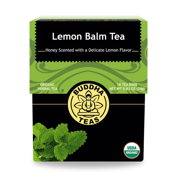 Buddha Teas - Organic Lemon Balm Tea - Herbal Tea - For Health & Wellbeing - With Antioxidants & Minerals - Clean Ingredients - Caffeine Free - OU Kosher & Non-GMO - 18 Tea Bags (Pack of 1)