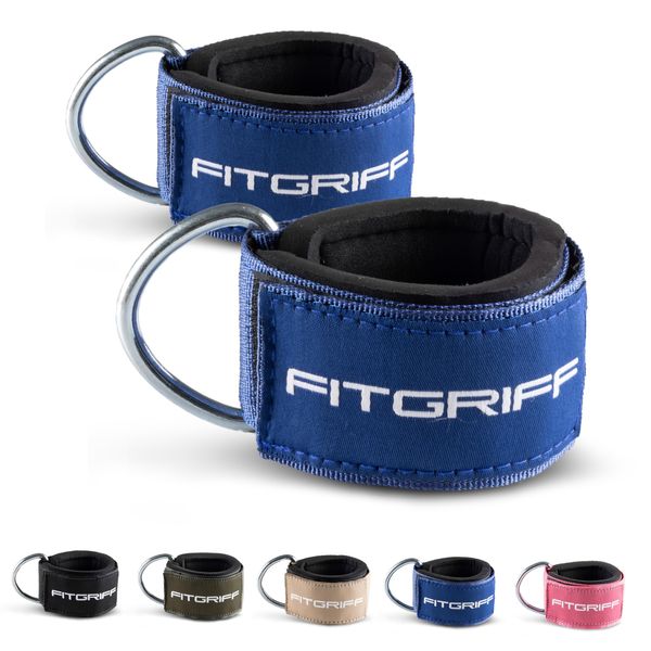 Fitgriff Komfort Fußschlaufen (2Stück) - für Fitness Training am Kabelzug - Fußfesseln für Damen und Herren (Navy Blue)