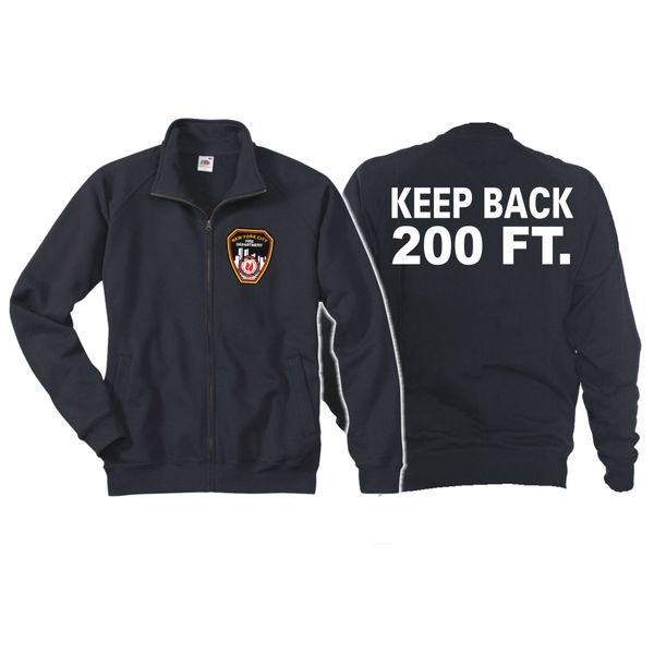 feuer1 Navy Keep Back 200 ft sweat jacket with NYC Fire Dept emblem., blue, m