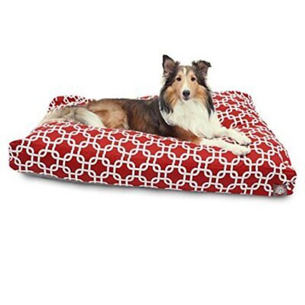 Red Links Large Rectangle Indoor Outdoor Pet Dog Bed With Removable Washable