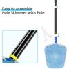 Swimming Pool Leaf Skimmer Net with adjustable 8' ft long Pole + Fine Mesh Net