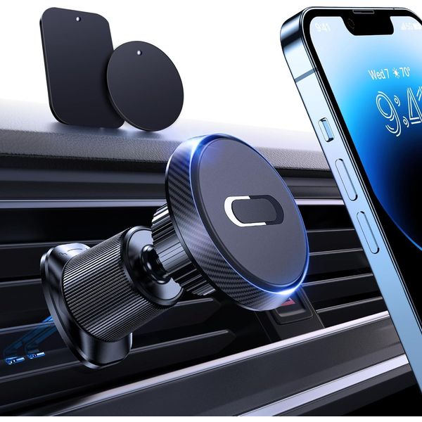 Miracase Magnetic Mobile Phone Holder for Car Vent, No Blocking Vent Hands Free Universal Car Phone Holder, Cell Phone Car Mount Compatible with All Mobile Phones