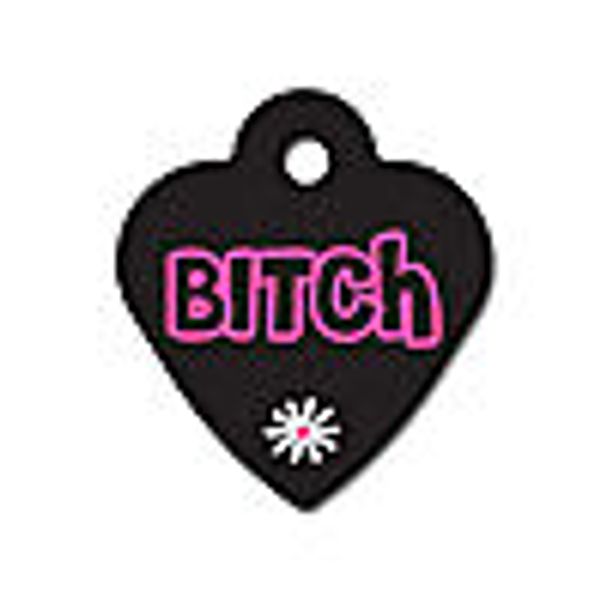 BITCH PERSONALIZED SM HEART PET ID TAG