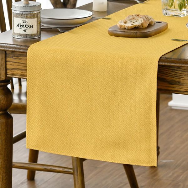 Artoid Mode Yellow Fall Table Runner, Seasonal Autumn Winter Machine Washable Kitchen Dining Table Decoration for Home Party Decor 40x140 cm