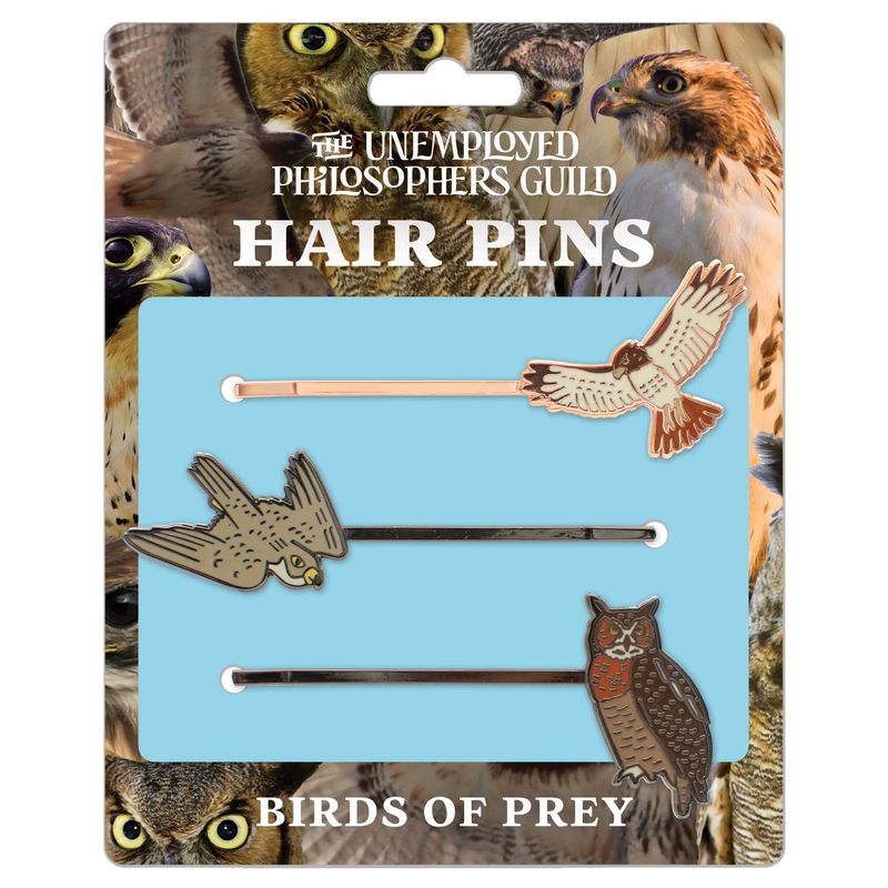 Birds of Prey 3 Hair Pins Set - Red-tailed Hawk, Peregrine Falcon, and ...