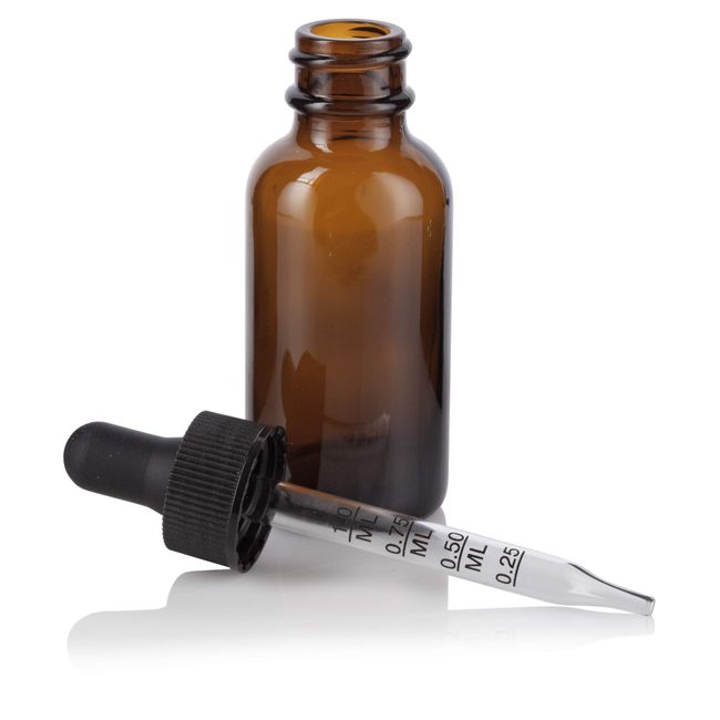 30ml (1 oz) Boston Round Bottle with graduated dropper