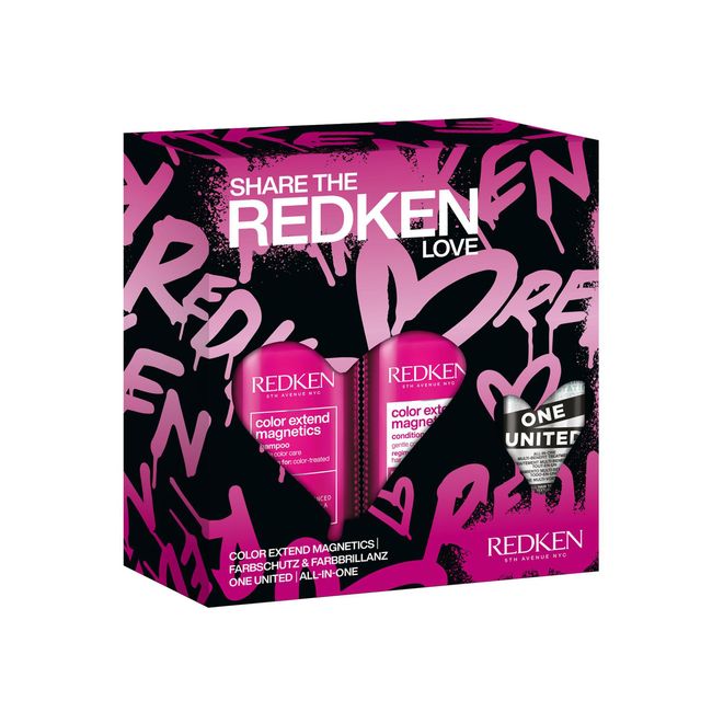 Redken Pflegeset für coloriertes Haar, Color Extend Magnetics Shampoo 300 ml & Conditioner 300 ml, One United Multi-Benefit-Treatment 150 ml