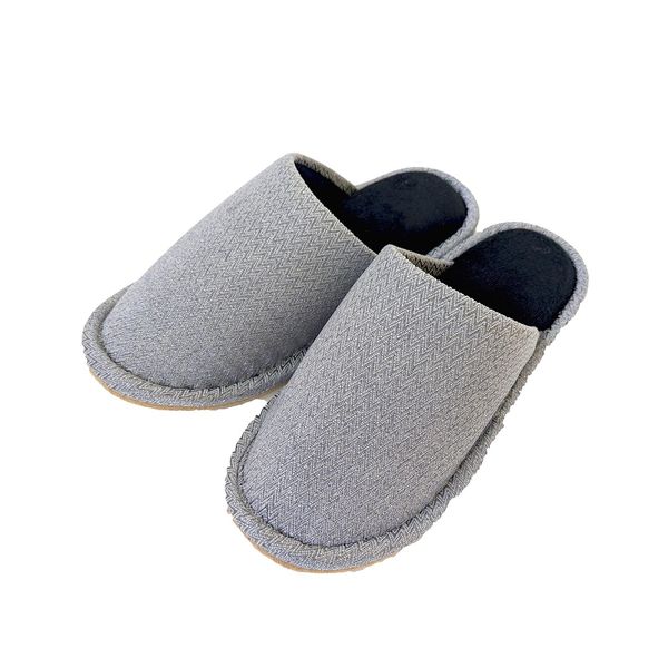 Yamato Industry Basic Slippers Gentle on Heels, M/Herringbone Pattern Gray