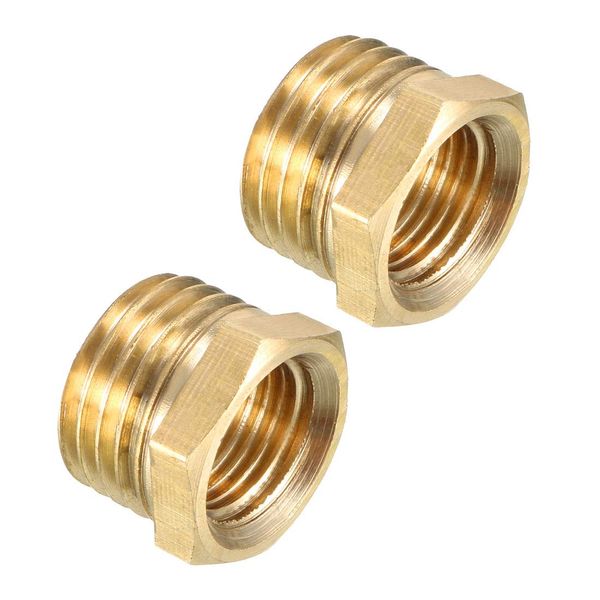 uxcell Screw Fitting Thread Pipe Fitting Hex Bushing Adapter Gold Tone Brass G1/4 Male x 1/8PT Female (2 Pack)