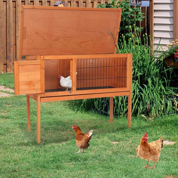 Elevated Rabbit Hutch Chicken Coop Bunny Cage Small Animal Pet House