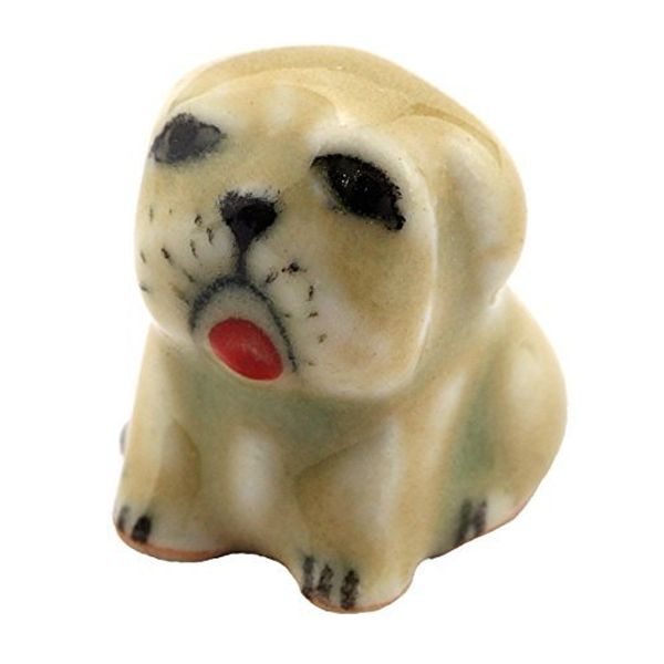 MyTinyWorld Dolls House Miniature Ceramic Brown Pug Dog Sitting