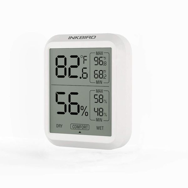 Inkbird ITH-20 Termometro Igrometro Digitale, Misuratore di Umidità e Temperatura, Memoria di Massima/Minima, Monitor Interno ed Esterno per Magazzino, Casa, Ufficio, Serra