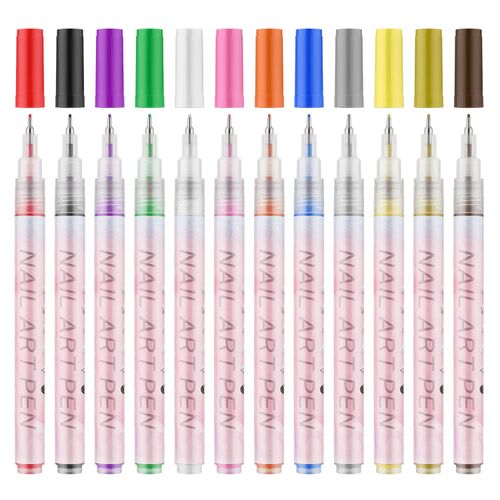 12pcs 3D Nail Art Penne Set, Nail Art Disegno Penna Nail Art Penne Manicure Smalto Strumenti per Dipingere Unghie Fai Da Te Nail Art Bellezza (12 Colori)