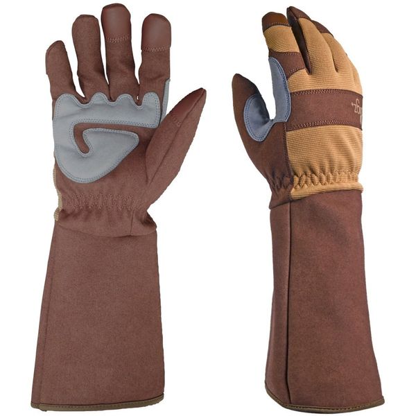 DIGZ 77204 Rose Pruning Thorn-Proof Gardening Gloves with Forearm Protection for Men and Women, Puncture Resistant Work Gloves, Tan/Brown, X-Large