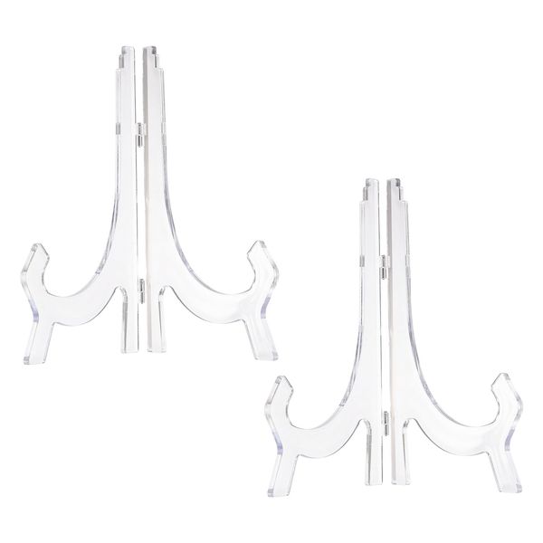 sourcing map 2Pcs 10" Acrylic Easel Display Stand, Folding Plate Display Stands Holder, Clear