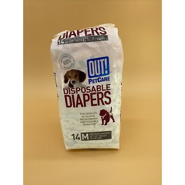 Out! Pet Care Comfort-Dri Disposable Diapers M/L Dogs 25-75 lbs 11 Count 18"-25"