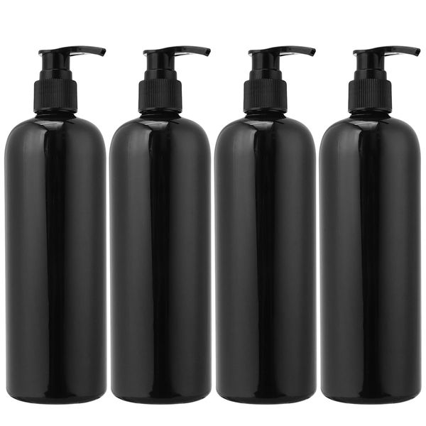 DOITOOL 4PCS Empty Plastic Foaming Soap Dispenser Pump Bottles for Liquid Hand Soap Dispenser Empty Refillable Soap Dispenser for Bathroom and Kitchen Sink (500ml,Black Bottle)