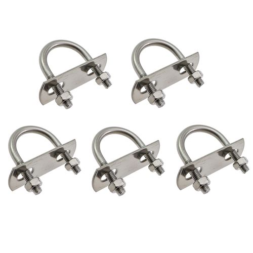 KKUANG 5 Sets 304 Stainless Steel U Shape Pipe Clamps M6 Bolt Silver