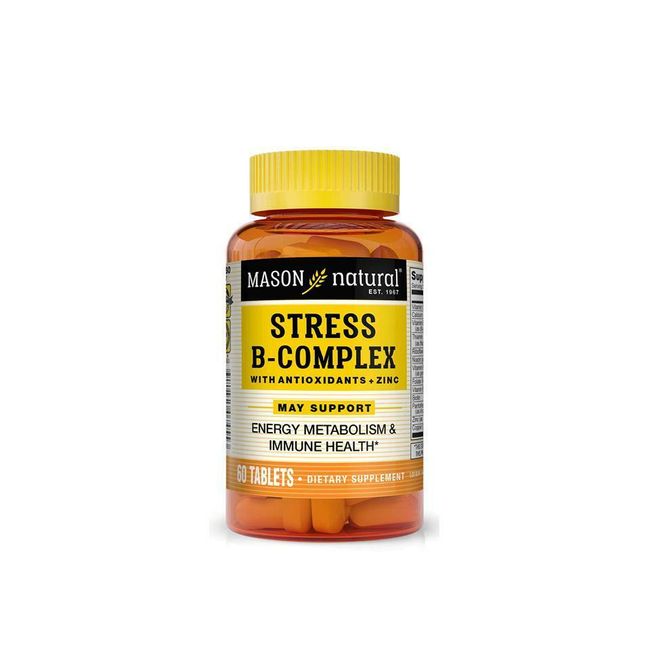 STRESS B-COMPLEX FORMULA BIOTIN FOLIC ACID WITH ZINC, 60 TABLETS MASON NATURAL