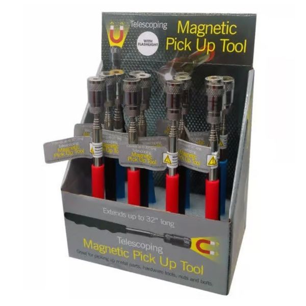 12 Telescoping Magnetic Flashlight Pickup Tool in Countertop Display 6:44 