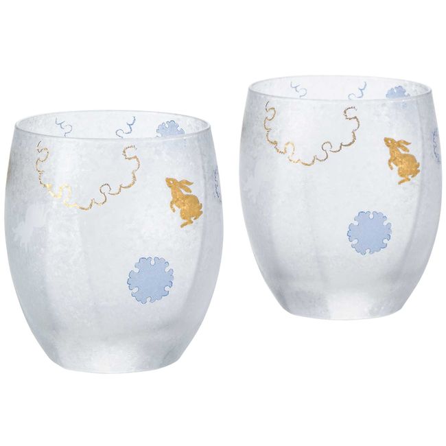 Aderia S-6271 Rock Glass 11.7 fl. oz. (345 ml), Snow Bunny, Rock Glass, Pair Set, Premium Nippon, Made in Japan