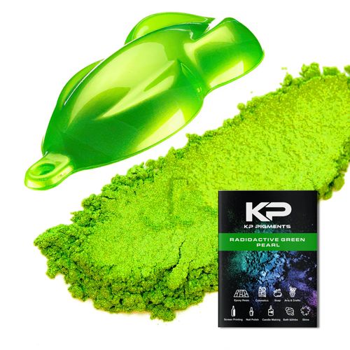 KP Pigments Radioactive Green Pearlescent 100% Pure Fine Mica Powder - Naturally Pigmented Multipurpose DIY Arts and Crafts, Dye, Soap Making, Cosmetics, Epoxy Resin, Paint, and More! 25 Grams