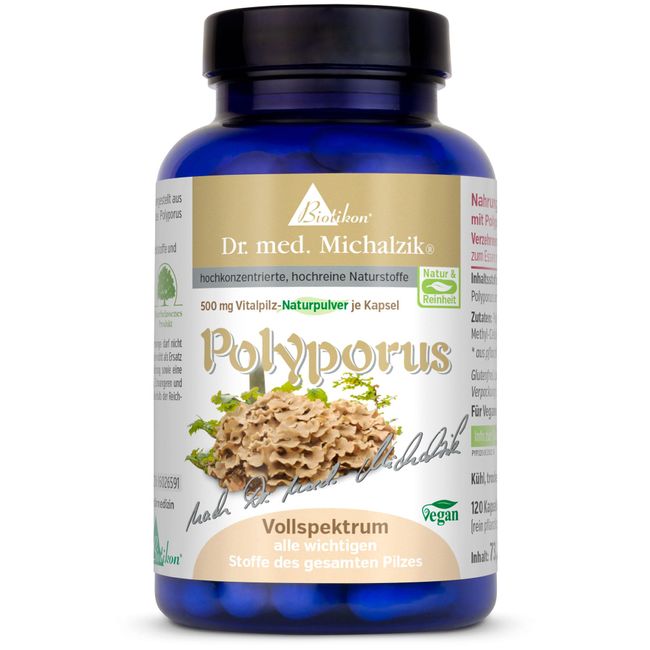 Polyporus Vollspektrum Dr. med. Michalzik - Eichhase | Polyporus umbellatus [1000mg] | 120 Kapseln - ohne Zusatzstoffe - von BIOTIKON®