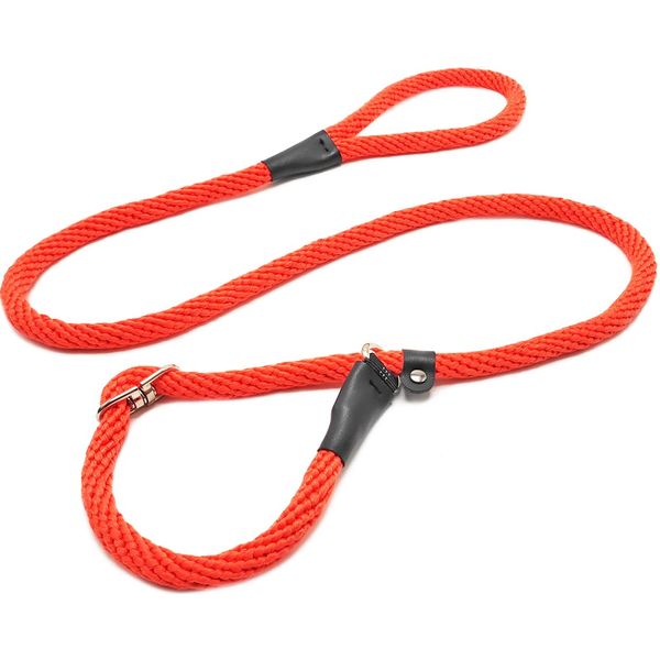 Mycicy 5 FT Slip Lead Dog Leash, No Pull Strong Dog Leash Slip Lead, Anti-Choke Soft Braided Leash for Large Medium Small Dogs Transitional Training and Walking (Orange)