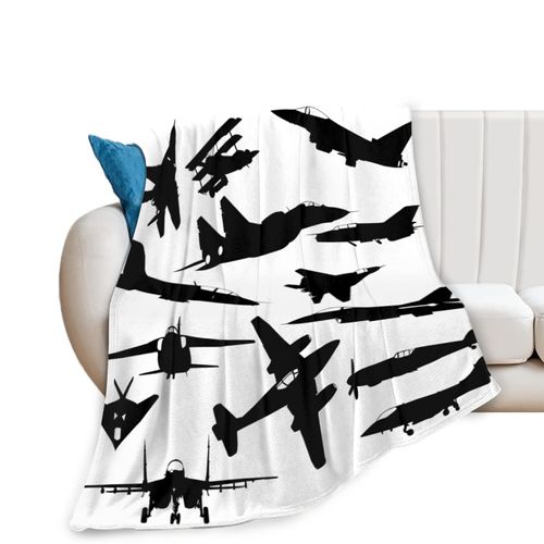 Jet Fighter Airplane Soft Throw Blanket All Season Microplush Thick Warm Blankets Tufted Fuzzy Flannel Throws Blanket for Bed Sofa Couch 80"x60"