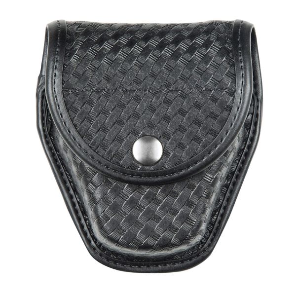 BIANCHI 7917 Double Handcuff Pouch, Basketweave Black, Chrome Snap