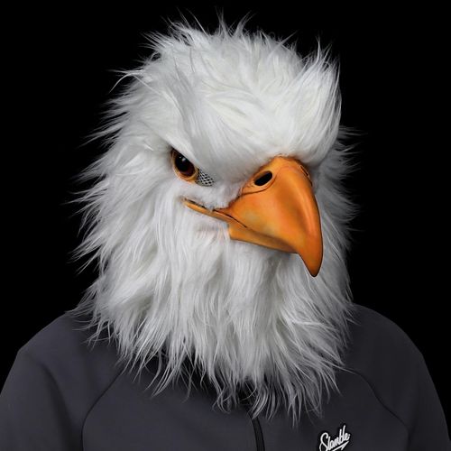 MOKRY PARTY White Eagle Head Mask Animal Bird Mask Eagle Claw Hairy Latex Mask Halloween Carnival Costume Mask