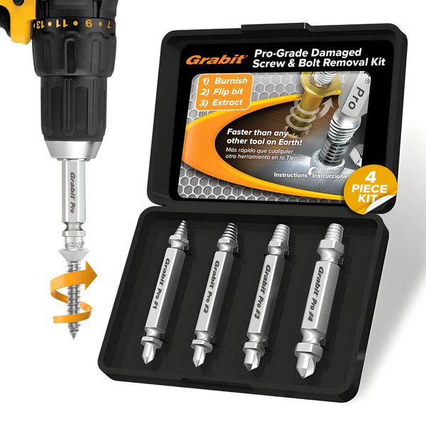 Alden8440PproGrabit Damaged Screw & Bolt Extractor Set-4PC PRO GRABIT KIT