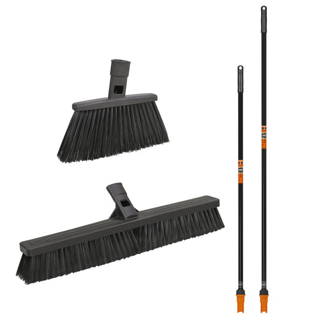 SWOPT Premium Multi-Surface Angle Broom - 48 Comfort Grip Wooden Handle - Eva Foam Comfort