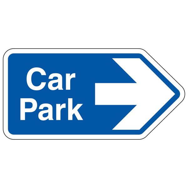 V Safety Shaped Safety Sign - Car Park Arrow Right Blue-300X150-Self Adhesive Vinyl