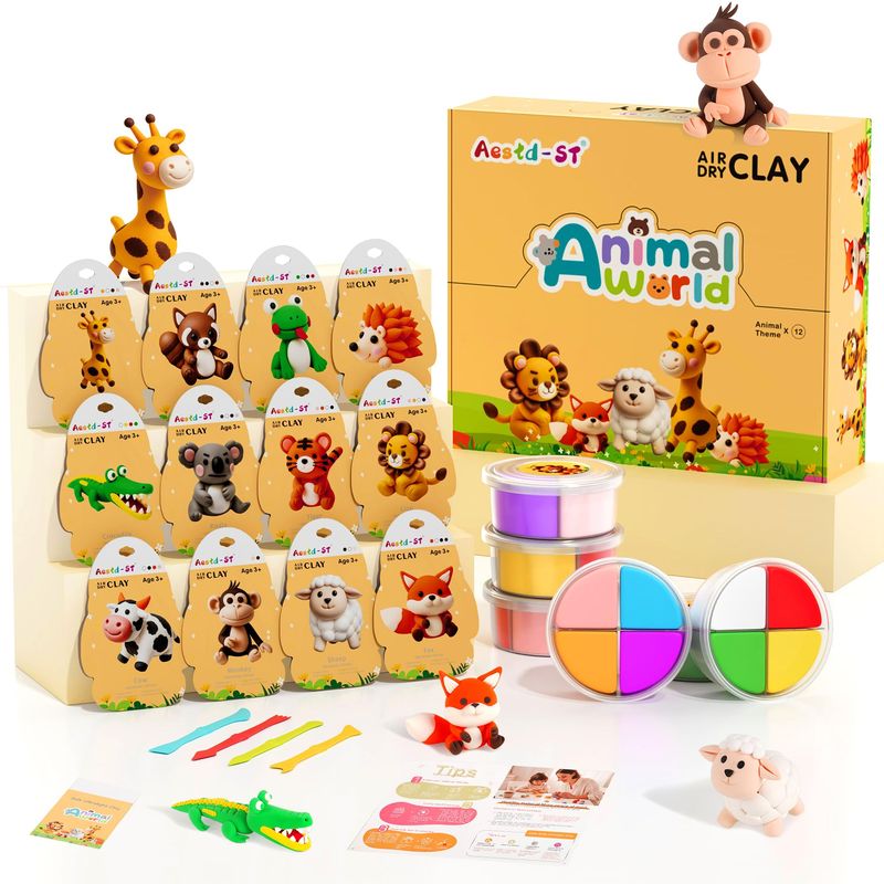 Air Dry Clay Kit - Animal Theme, Modeling Clay for Kids, DIY Model ...