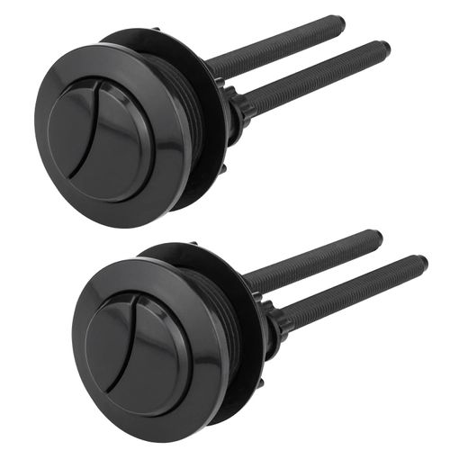 Toilet Flush Button Replacement Black 2 Pack, Ancable 38mm Dual Toilet Flush Button Round Head Toilet Flush Button Replacement Accessories for Bathroom Toilet Water Tank Repair